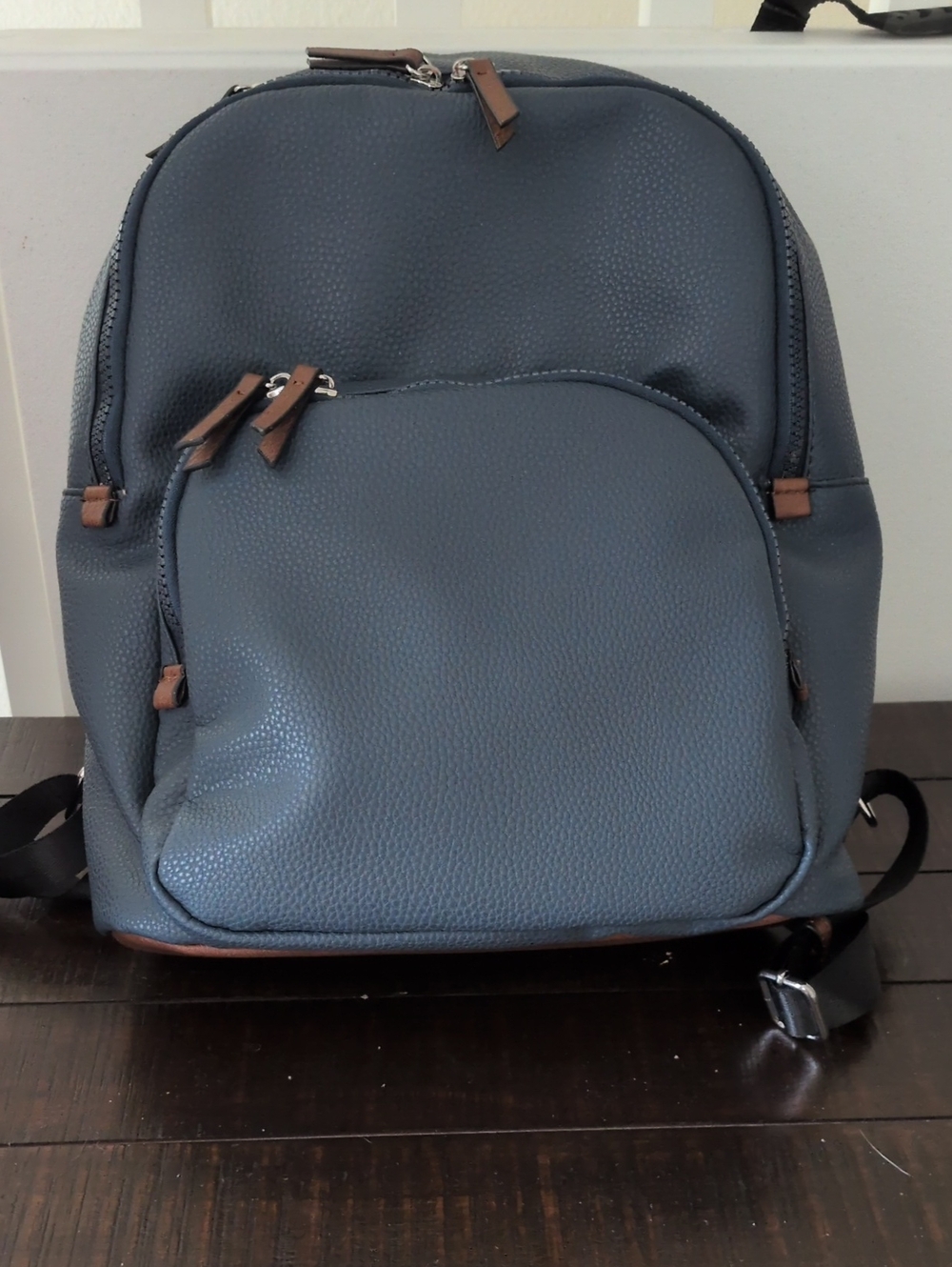 Slate Blue Vegan Leather Backpack